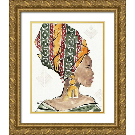 Tavoletti, Anne 26x32 Gold Ornate Wood Framed with Double Matting Museum Art Print Titled - African Flair V