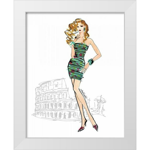Tavoletti, Anne 26x32 White Modern Wood Framed Museum Art Print Titled - Colorful Fashion IV - Rome