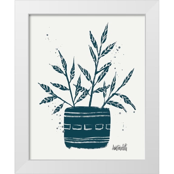 Tavoletti, Anne 26x32 White Modern Wood Framed Museum Art Print Titled - Monochrome Blue Botanical Sketches IX