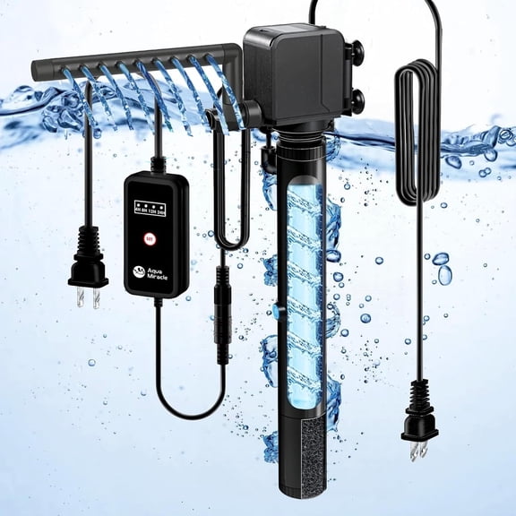 Tawatiler 130GPH Aquarium U-V Filter Pump for Green Water, Fish Tank U-V Filter with Timer(4/8/12/24 Hours), Aquarium Powerhead Water Pump with 6W U-V Light, for 10-40 Gallon Tanks