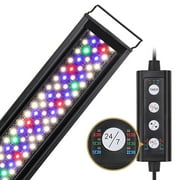Tawatiler 18W LED Aquarium Light,24/7 Fish Tank Light,Adjustable Timer and Brightness Fish Tank Light with Extendable Bracket,Sunrise-Daylight-Moonlight Mode and DIY Mode,7 Colors for Planted Tank