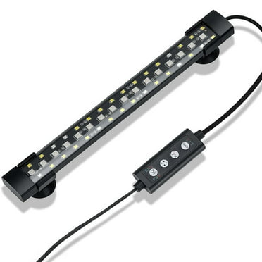 Tawatiler 24/7 Mode Submersible Aquarium LED Light, 8W Full Spectrum Hidden Fish Tank Light with 3 Rows Beads 7 Colors Auto on Off Sunrise-Daylight-Moonlight, Adjustable Timer Brightness