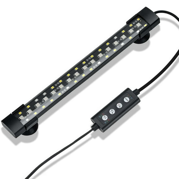 Tawatiler 24/7 Mode Submersible LED Aquarium Light, 10W Full Spectrum Hidden Fish Tank Light with 3 Rows Beads 7 Colors Auto on off Sunrise-Daylight-Moonlight, Adjustable Timer Brightness