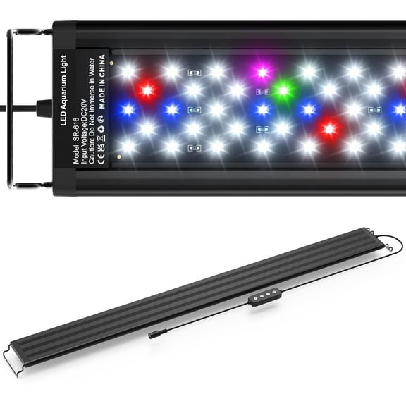 Tawatiler 26W LED Aquarium Light,Fish Tank Light with Extendable Bracket and Timer Auto On/Off, Adjustable Brightness & DIY Mode,3 Colors for Planted Tank