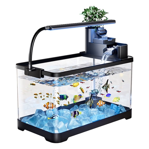 Tawatiler 4 Gallon Aquarium Tank Starter Kit with Filter and LED Light, Small Fish Tank with Oxygen System for Betta Fish, Shrimp and Desktop Use