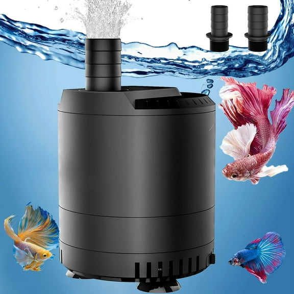 Tawatiler 925GPH Submersible Aquarium Water Pump, 60W Ultra Quiet Water Fountain Pump with 2 Nozzles Adjustable Waterflow for Aquarium, Fish Tank, Pond, Hydroponics, Statuary Black