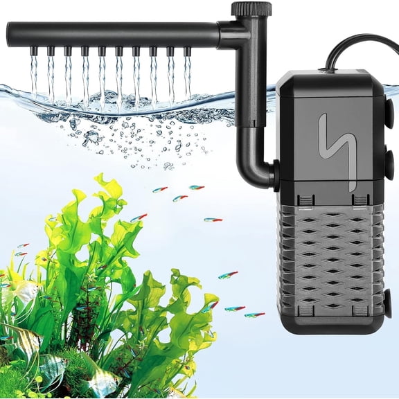 Tawatiler Aquarium Filter, 158GPH Internal Fish Tank Filters with Aeration & Rainfall, 6W Quiet Fish Tank Filter Pump for Tanks up to 52 Gallon