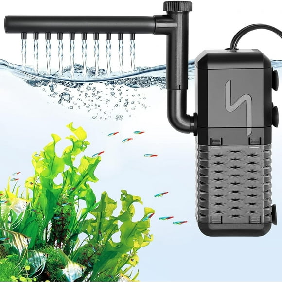Tawatiler Aquarium Filter, 158GPH Internal Fish Tank Filters with Aeration & Rainfall, 6W Quiet Fish Tank Filter Pump for Tanks up to 52 Gallon