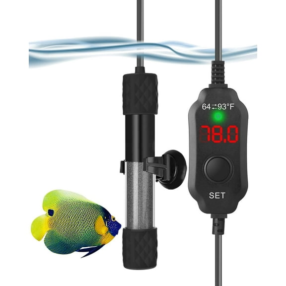 Tawatiler Aquarium Heater 100W, Submersible Fish Tank Heater Super Short Aquarium Heater with LED Digital Display Thermostat for Freshwater and Saltwater Tank 10-20 Gallons