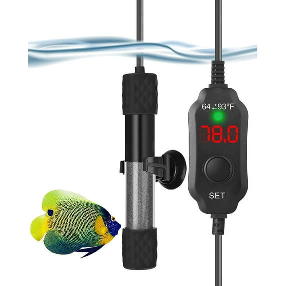 Tawatiler Aquarium Heater 100W, Submersible Fish Tank Heater Super Short Aquarium Heater with LED Digital Display Thermostat for Freshwater and Saltwater Tank 10-20 Gallons