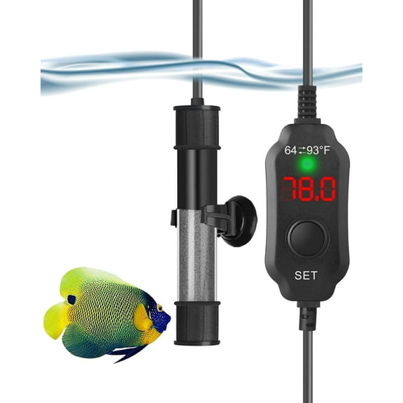 Tawatiler Aquarium Heater 50W, Submersible Fish Tank Heater Super Short Aquarium Heater with LED Digital Display Thermostat for Freshwater and Saltwater Tank 5-10 Gallons