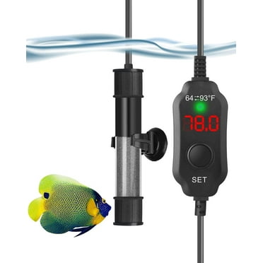 Tawatiler Aquarium Heater 50W, Submersible Fish Tank Heater Super Short Aquarium Heater with LED Digital Display Thermostat for Freshwater and Saltwater Tank 5-10 Gallons