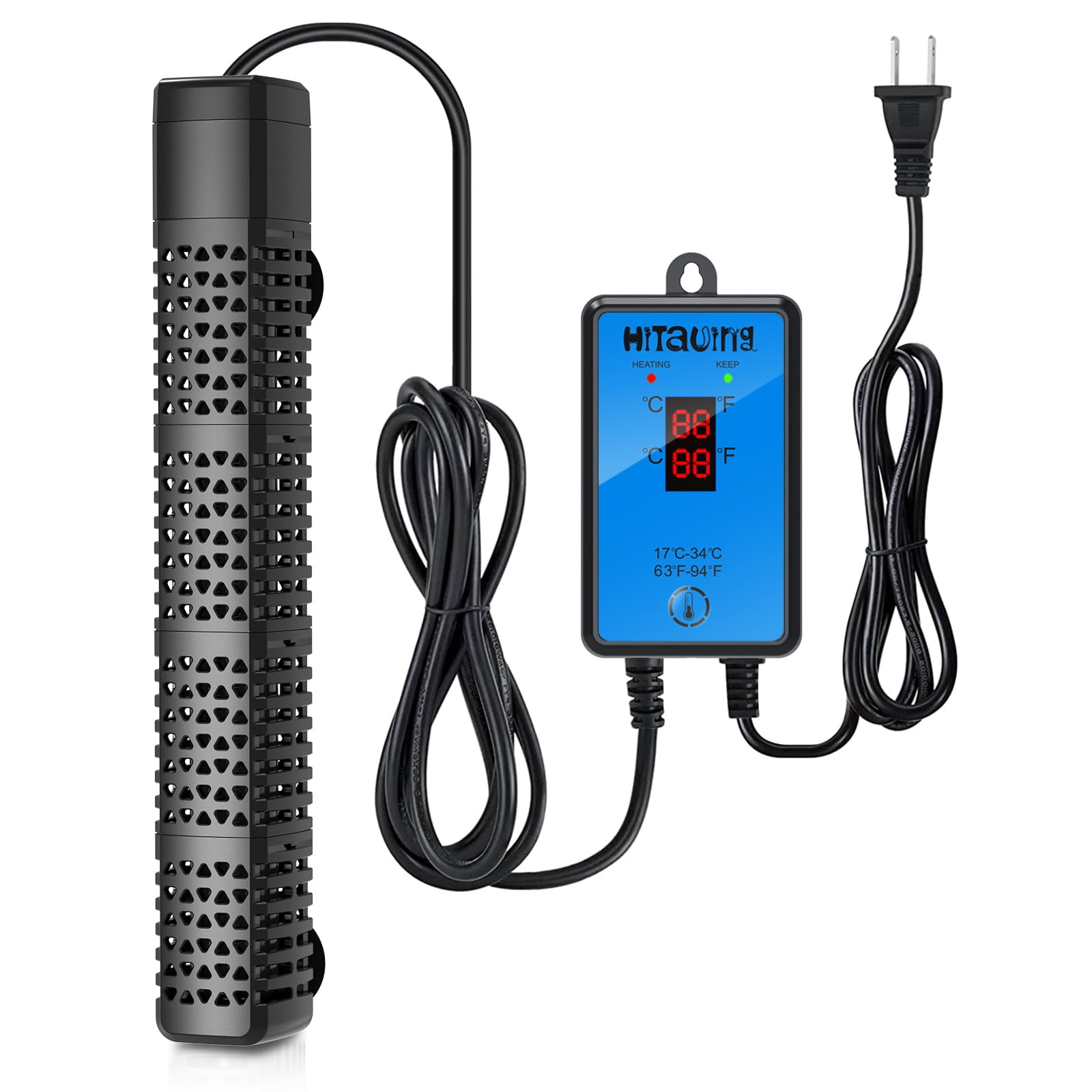 Tawatiler Aquarium Heater 300W 500W Intelligent Sensor LED Display Fresh Saltwater Walmart