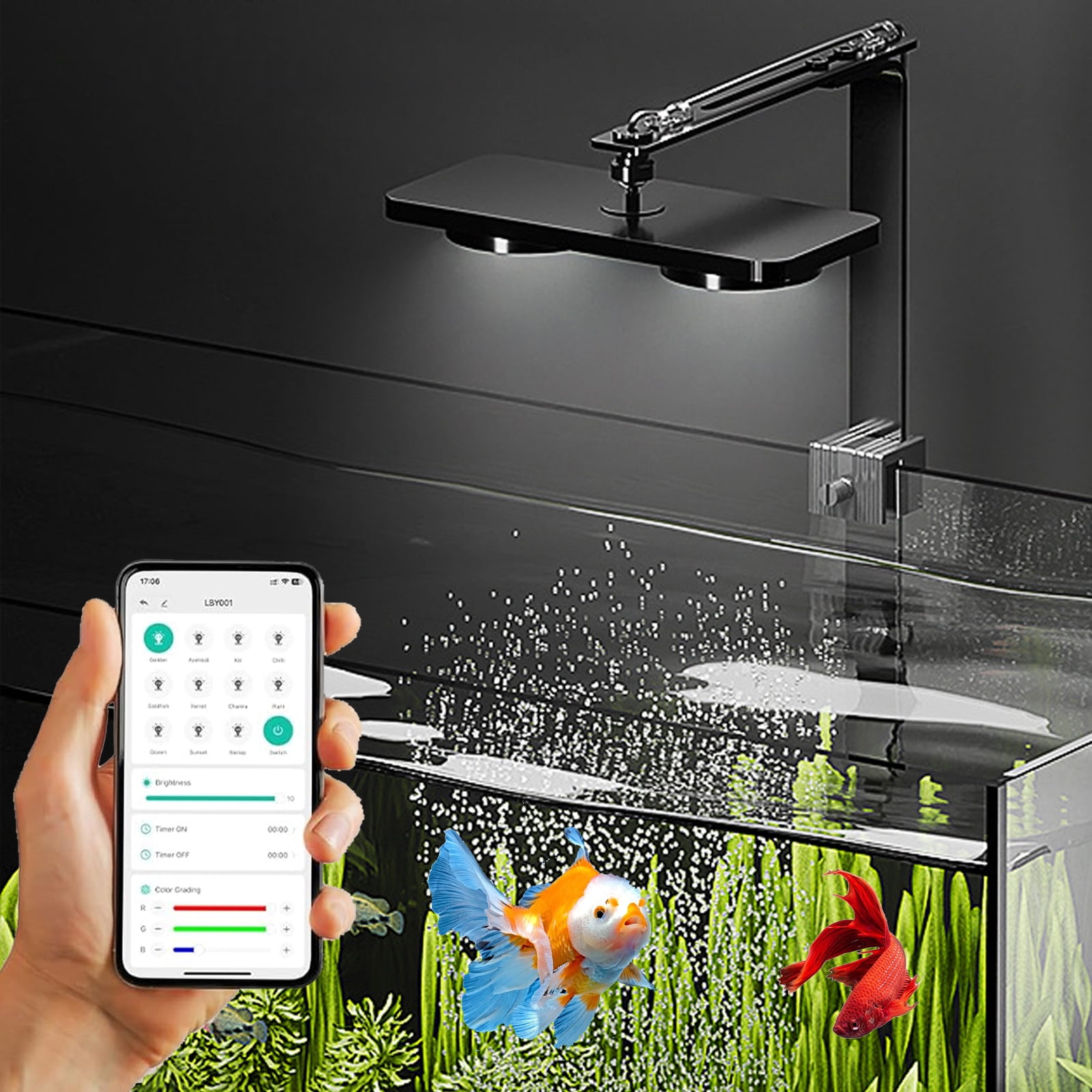 Tawatiler Aquarium Light with APP Control, Full Spectrum Fish Tank Light Clip on Fresh Water Light Aquarium Grow Light Aquarium Lamp 10 Gallon 20 Gallon 48 inch 30 inch, 24W