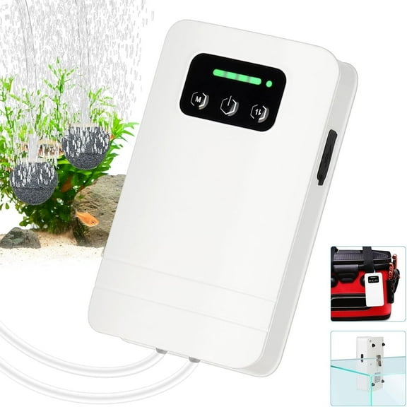 Tawatiler Battery Powered Aquarium Air Pump, USB Rechargeable Aerator Fish Tank Air Pump for 5-125 Gallons Portable Oxygen Pump for Outdoor Fishing, Power Outages and Emergency (4W 80GPH)