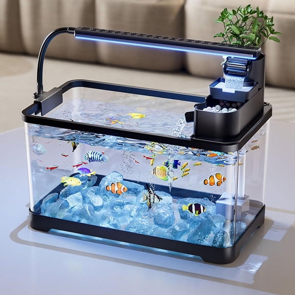 Tawatiler Fish Tank,Betta Fish Tank, Betta Fish Tank Starter Kit with LED Light, Filter, Small Desktop Fish Tank for Home Office