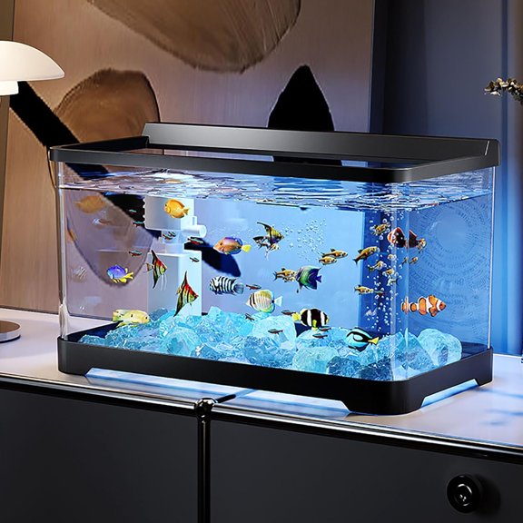 Tawatiler Small Fish Tank Kit, Aquarium Starter Kit,Aquarium Starter Kit with Super-Quiet Water Pump, Betta Fish Aquarium with Decor, Gravel