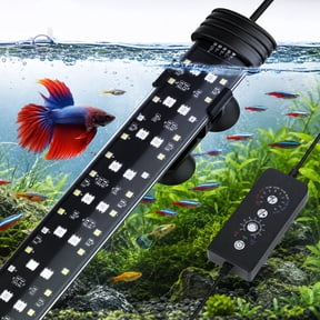Tawatiler Submersible LED Aquarium Light 12W, 24/7 Mode 8 in Fish Tank Light with 5 Rows Beads, with Timer 9 Colors and Adjustable Brightness, Full Spectrum IP68 Waterproof Light for Fish Tank