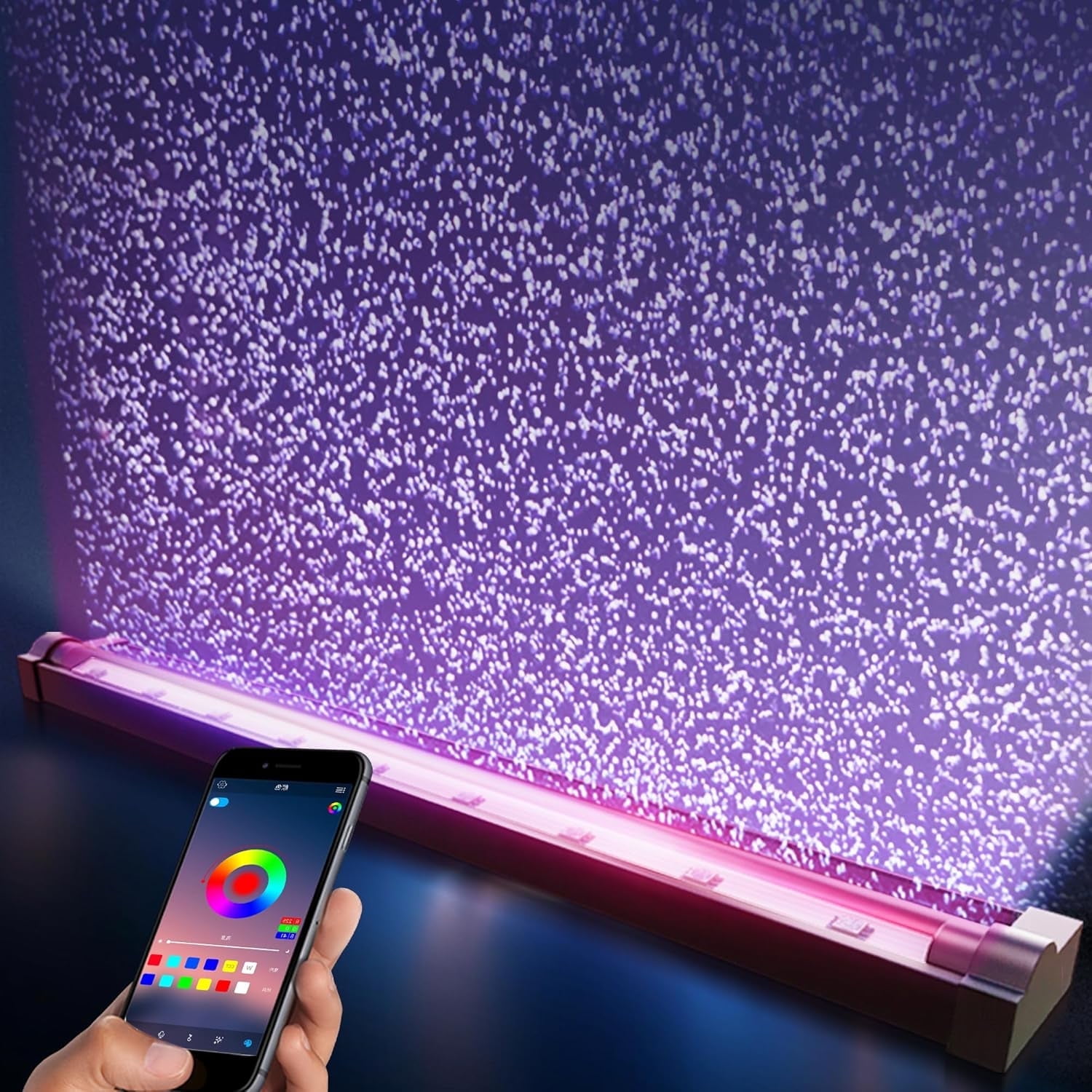 Tawatiler Submersible LED Aquarium Light with APP Remote Control, 11.2 inches Fish Tank Light with Air Bubble, 16 Million Colors, 12 Dynamic Effects, Music Sync, On/Off Date Timer Air Bubbler Light