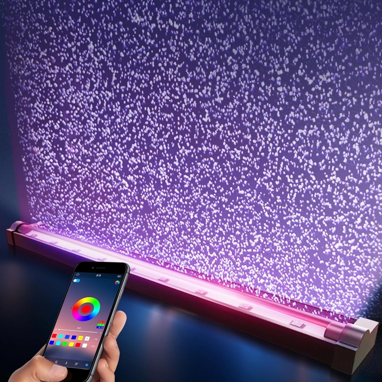 Tawatiler Submersible LED Aquarium Light with APP Remote Control, 9.3 inches Fish Tank Light with Air Bubble, 16 Million Colors, 12 Dynamic Effects, Music Sync, On/Off Date Timer Air Bubbler Light