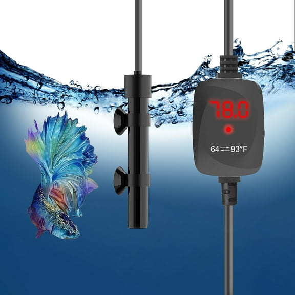 Tawatiler Super Mini Aquarium Heater 25W Alumina Ceramic Betta Heater Adjustable Submersible Fish Heater Small Fish Tank Heater Turtle Heater with Digital Display Thermostat, for 3-5 Gallon Tanks