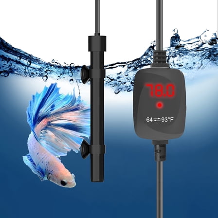 Tawatiler Super Mini Aquarium Heater 50W Alumina Ceramic Betta Heater Adjustable Submersible Fish Heater Small Fish Tank Heater Turtle Heater with Digital Display Thermostat, for 5-10 Gallon Tanks