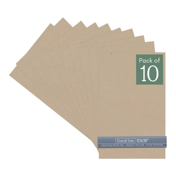 Tawny Brown 10x16 Uncut Art Mat Board - No Opening - 10 Mats