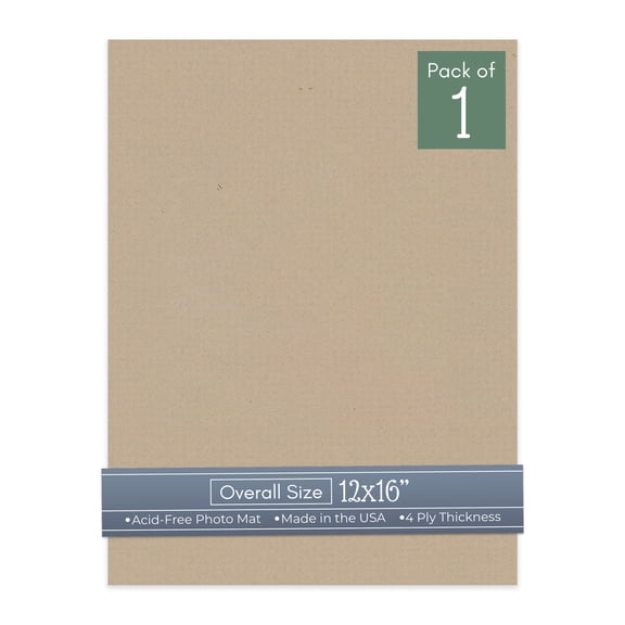 Tawny Brown 12x16 Uncut Art Mat Board - No Opening - 1 Mat