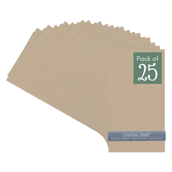 Tawny Brown 12x22 Uncut Art Mat Board - No Opening - 25 Mats