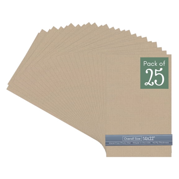 Tawny Brown 14x22 Uncut Art Mat Board - No Opening - 25 Mats