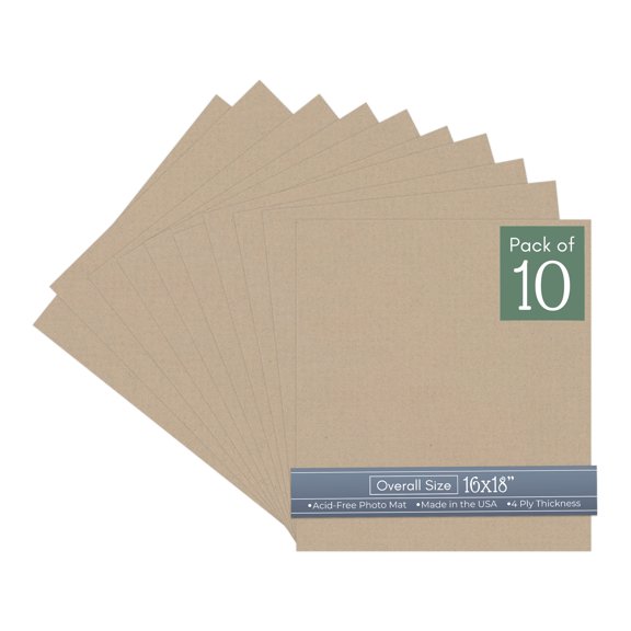 Tawny Brown 16x18 Uncut Art Mat Board - No Opening - 10 Mats