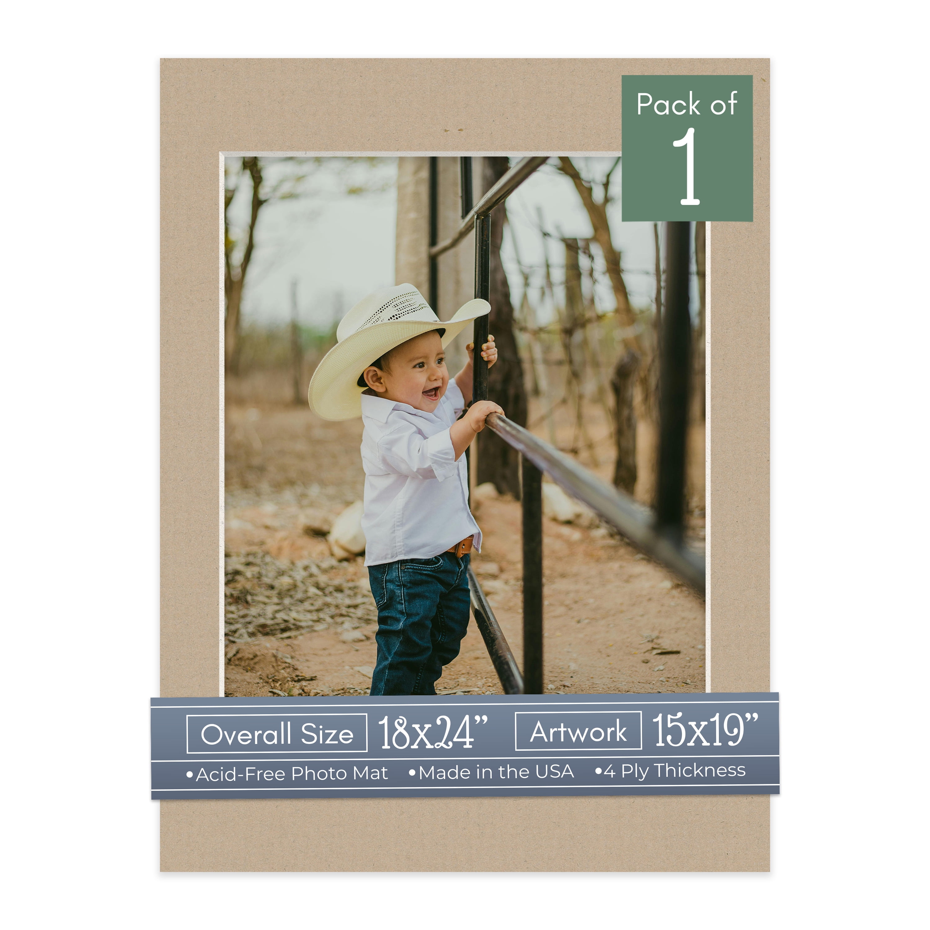 Tawny Brown Picture Frame Mat for 18x24 Frames - Fits 15x19 Photos - 1 Mat