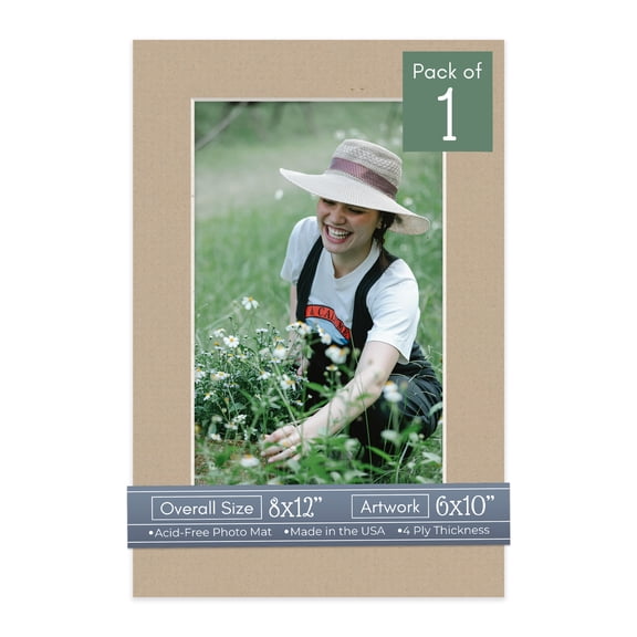 Tawny Brown Picture Frame Mat for 8x12 Frames - Fits 6x10 Photos - 1 Mat