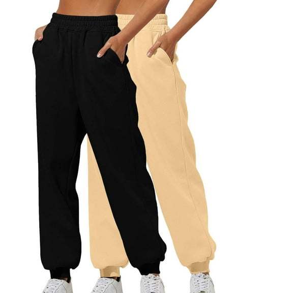 Tawop 2 Pack Women's Sweatpants Casual Running Loose Pockets Lounge Pants Elastic Waist Sweatpants for Women