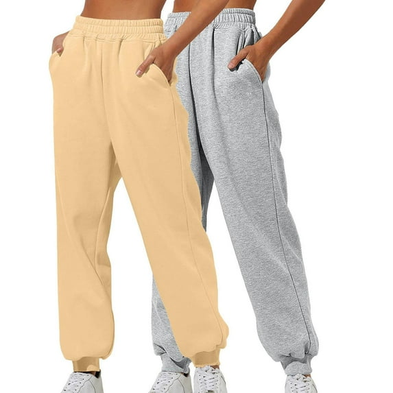 Tawop 2 Pack Women's Sweatpants Casual Running Loose Pockets Lounge Pants Elastic Waist Sweatpants for Women