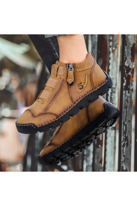 Ankle Boots For Women Low Heel,Men'S Casual Shoes High-Top Leather Shoes Trendy Large Size Men'S Boots, Breathable Driving Men'S Shoes Trend Girls Black Boots Mid Calf Boots For Women