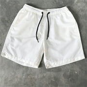 Tawop Beach Shorts Khaki Shorts Men'S Drawstring Solid Pocket White 12