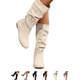 thumbnail image 1 of Tawop Boots Women Slouch Womens Boots Mid Calf Snow Boots for Women Soft Suede Almond-Shaped Toe Side Zip Shoes, 1 of 4