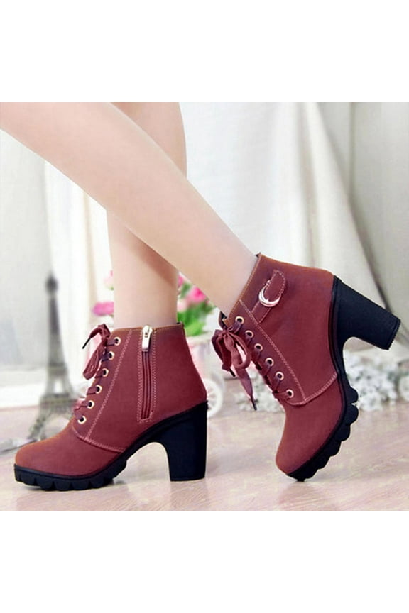 Boots Womens, Boots Retro Thick Heel High Heel Shoes Boots Plus Size Lace Up Boots Black Cowgirl Boots Girls' Boots