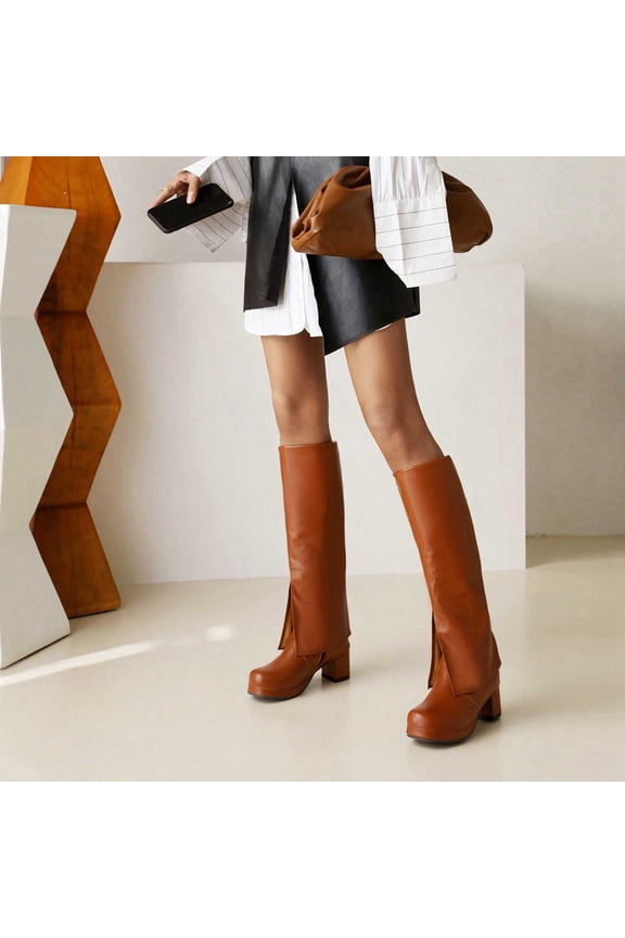 Combat Boots Womens,Fashion Large Size Pants Boots Autumn Long Tube Thick Heel Shoes Boots Retro Knight Boots Winter Boots For Women Waterproof Snow Hiking Boots