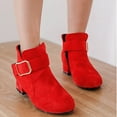 thumbnail image 1 of Tawop Boots for Girls Solid-Color Short Leather Boots British-Style Boots, 1 of 6
