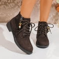 thumbnail image 1 of Tawop Boots for Women Ankle Chunky Low Heel Lace Up Side Zip Round Toe Boots, 1 of 9