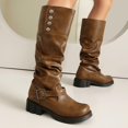 thumbnail image 1 of Tawop Boots for Women Knee High Chunky Low Heel Round Toe Winter Boots, 1 of 9