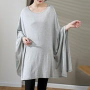 Tawop Breastfeeding Cover for Mom Maternity Clothes Long Sleeve Crew Nursing Loose Gray One Size