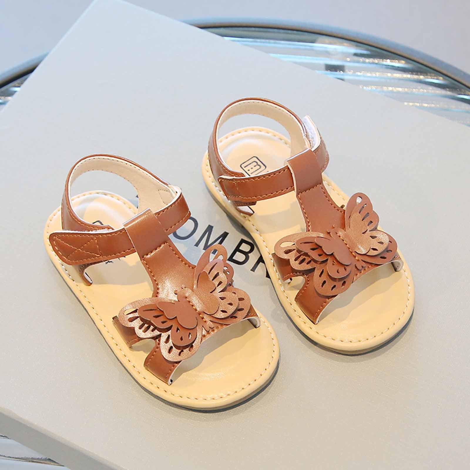 Tawop Brown Girls Sandals Summer Baby Girls' Sandals New Slip Beach