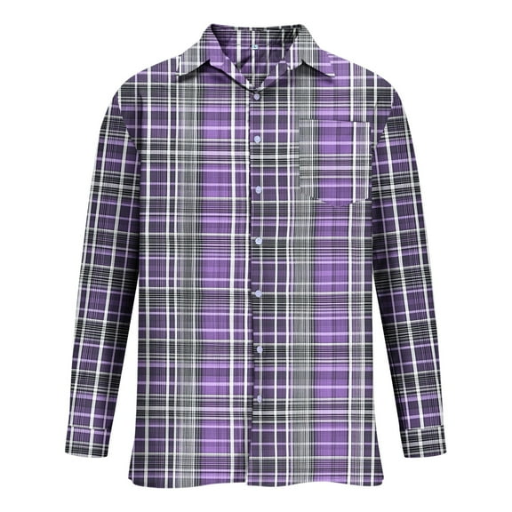 Tawop Men's&Big Men's Button Up Shirt Flannel Shirts for Men Plaid Casual Long Sleeve Shirts Printed
