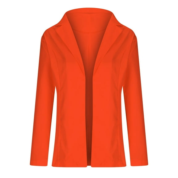 Tawop Cardigans Women Autumn Professional Long Sleeve Suit Lapel Solid Colour Small Tops Cardigan Suit Orange S