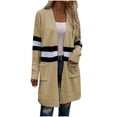 thumbnail image 1 of Tawop Womens Cardigans Lightweight Cardigans for Women Autumn Striped Long Sleeve Knitted Long-Length Sweater Khaki S, 1 of 8