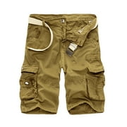 Tawop Cargo Shorts Denim Shorts Men'S Solid Pocket Trouser Pure Khaki 8