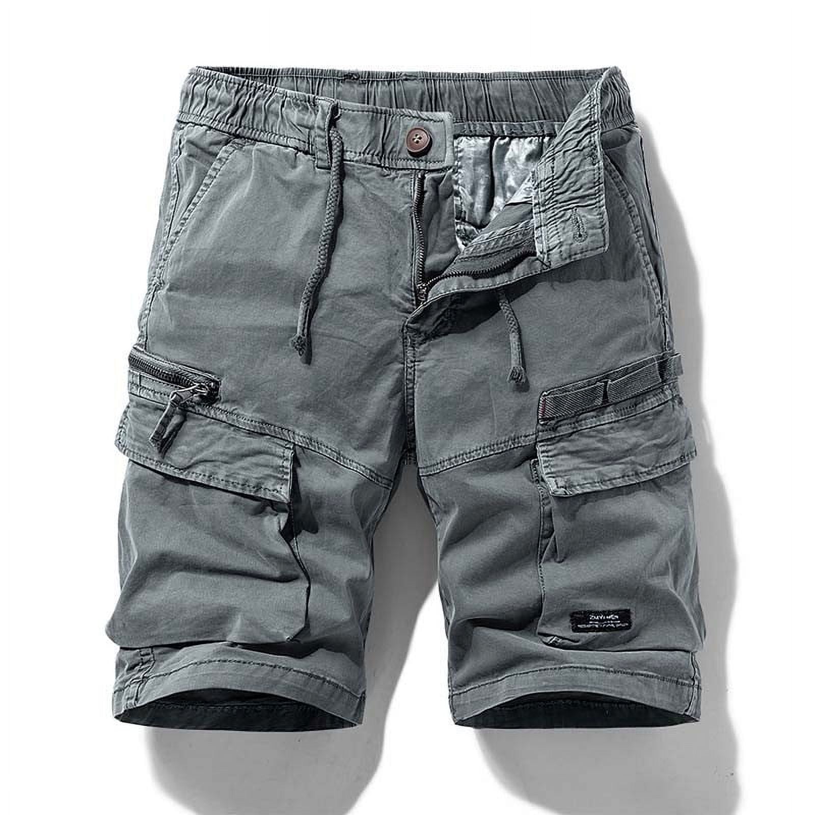 Tawop Cargo Shorts Men Cargo Half Pants Pockets Baggy Track Shorts Gray